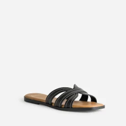 Eram Mules/Tongs|Sandales^Mule e cuir brides détails couture NOIR