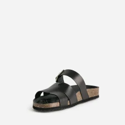 Eram Mules/Tongs^Mule e cuir double bride NOIR