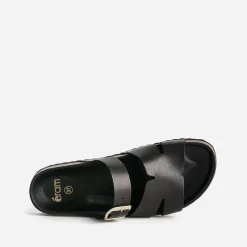 Eram Mules/Tongs^Mule e cuir double bride NOIR