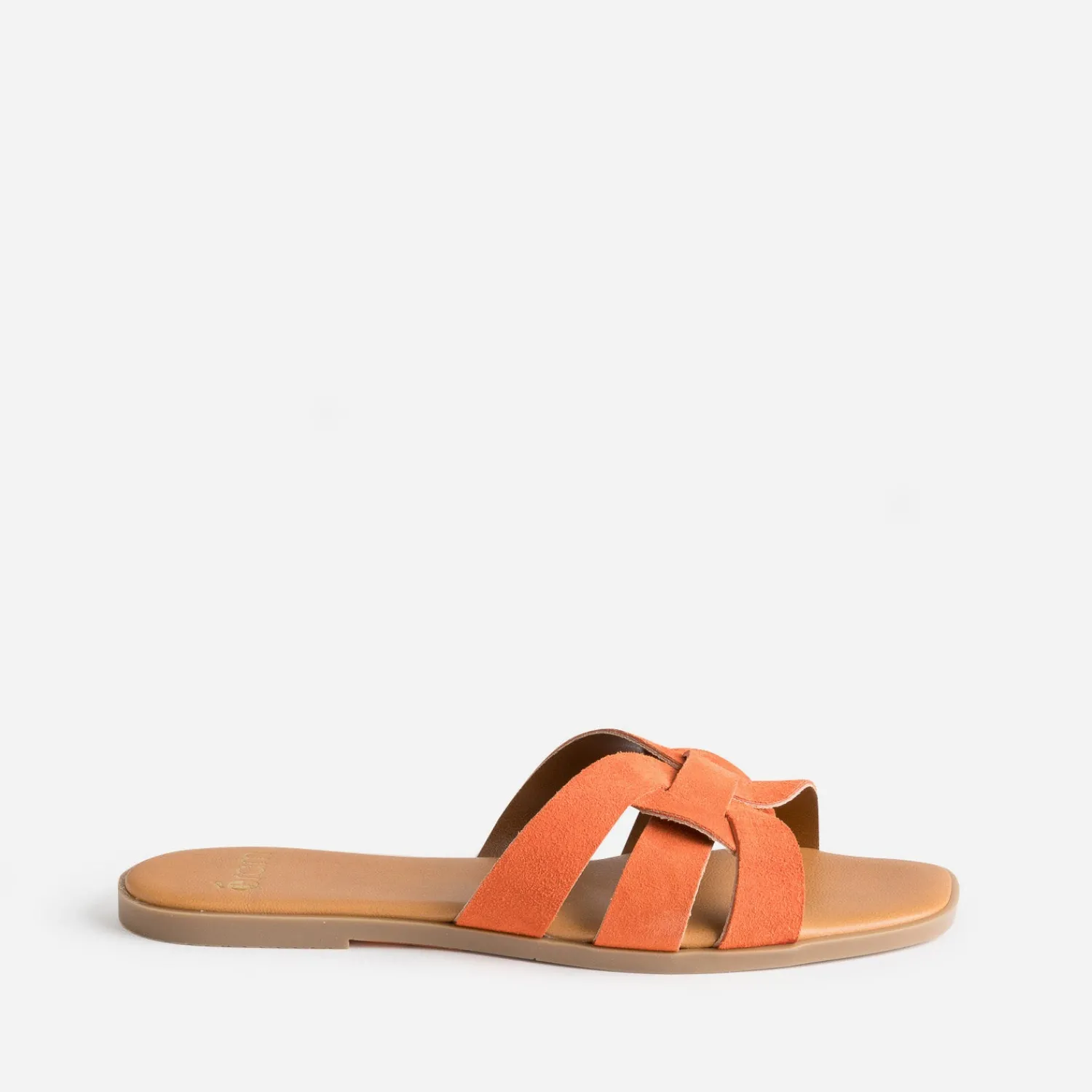 Eram Mules/Tongs|Sandales^Mule cuir velours brides tressées ORANGE