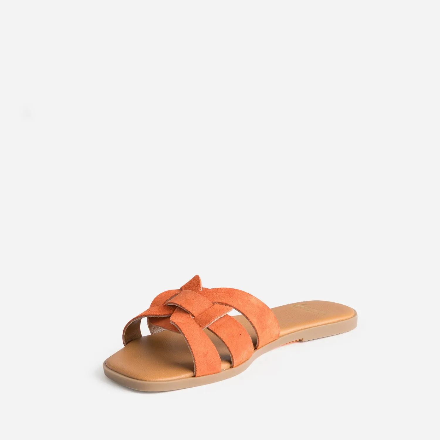 Eram Mules/Tongs|Sandales^Mule cuir velours brides tressées ORANGE