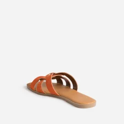 Eram Mules/Tongs|Sandales^Mule cuir velours brides tressées ORANGE