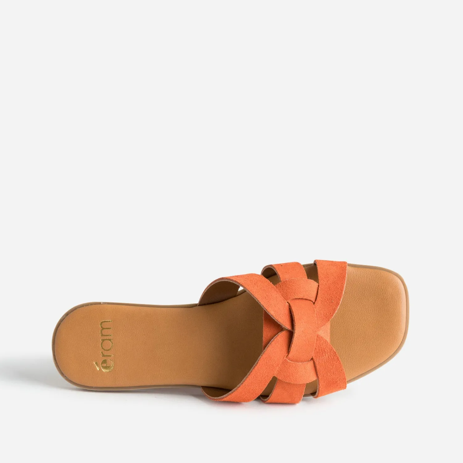 Eram Mules/Tongs|Sandales^Mule cuir velours brides tressées ORANGE