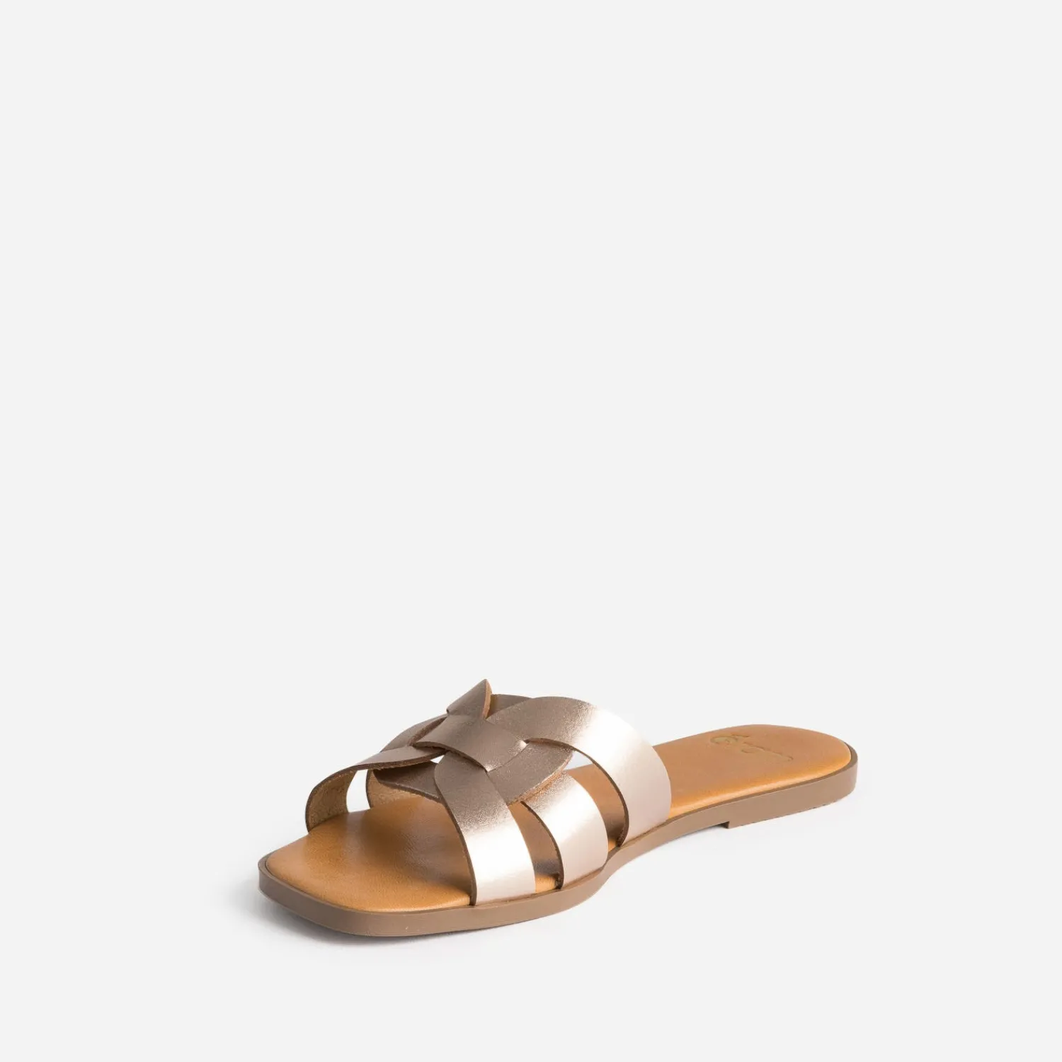 Eram Sandales|Mules/Tongs^Mule rose cuivré en cuir METALISE
