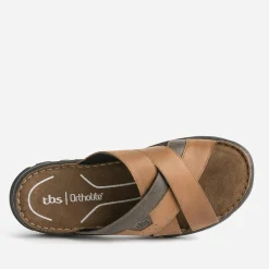 Tbs Nu-Pieds/Sandales^Mule marron en cuir COGNAC
