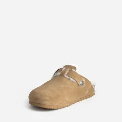 Texto Mules/Tongs^Mule cuir velours fourré BEIGE