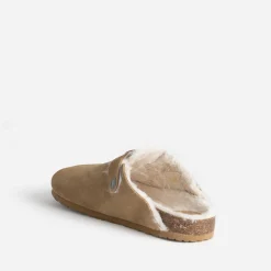 Texto Mules/Tongs^Mule cuir velours fourré BEIGE
