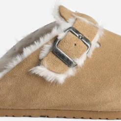 Texto Mules/Tongs^Mule cuir velours fourré BEIGE