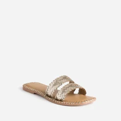 Texto Mules/Tongs|Sandales^Mule dée cuir tressé OR