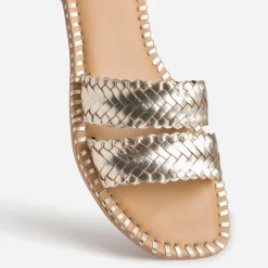 Texto Mules/Tongs|Sandales^Mule dée cuir tressé OR
