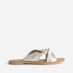 Eram Mules/Tongs|Sandales^Mule TEXTO dée en cuir à brides souples croisées OR
