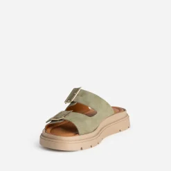 Texto Mules/Tongs|Sandales^Mule cuir velours KAKI