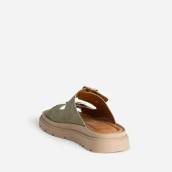 Texto Mules/Tongs|Sandales^Mule cuir velours KAKI