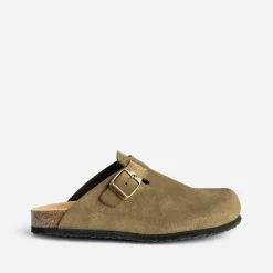 Texto Mules/Tongs^Mule en cuir KAKI