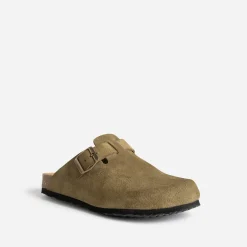 Texto Mules/Tongs^Mule en cuir KAKI