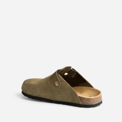 Texto Mules/Tongs^Mule en cuir KAKI