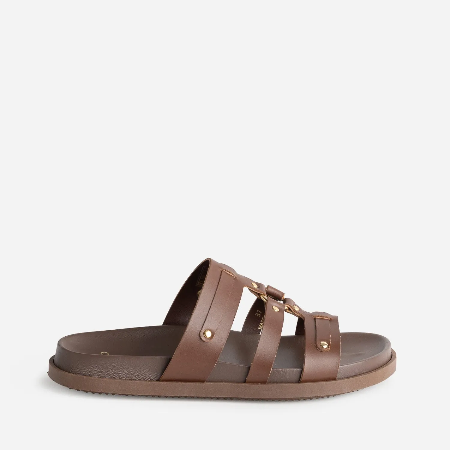 Texto Mules/Tongs|Sandales^Mule cuir décor clous MARRON
