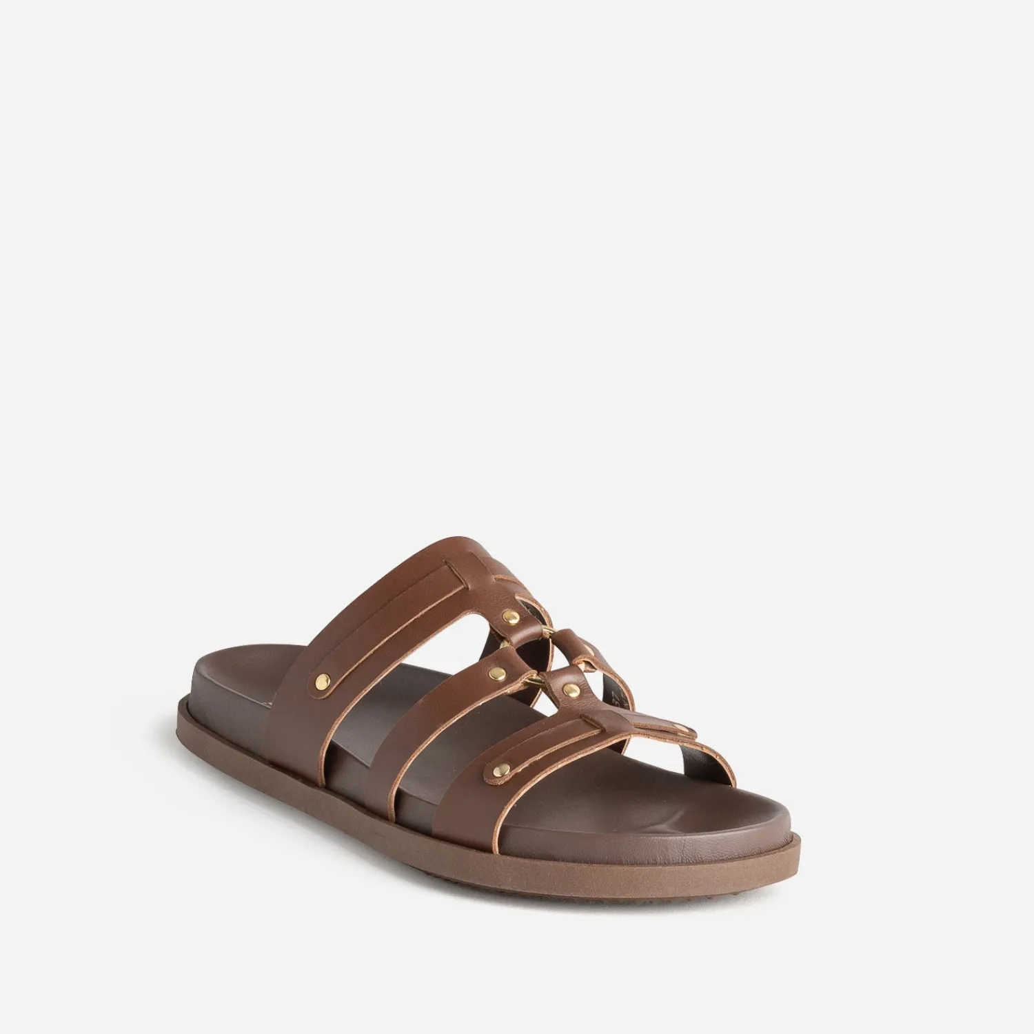 Texto Mules/Tongs|Sandales^Mule cuir décor clous MARRON