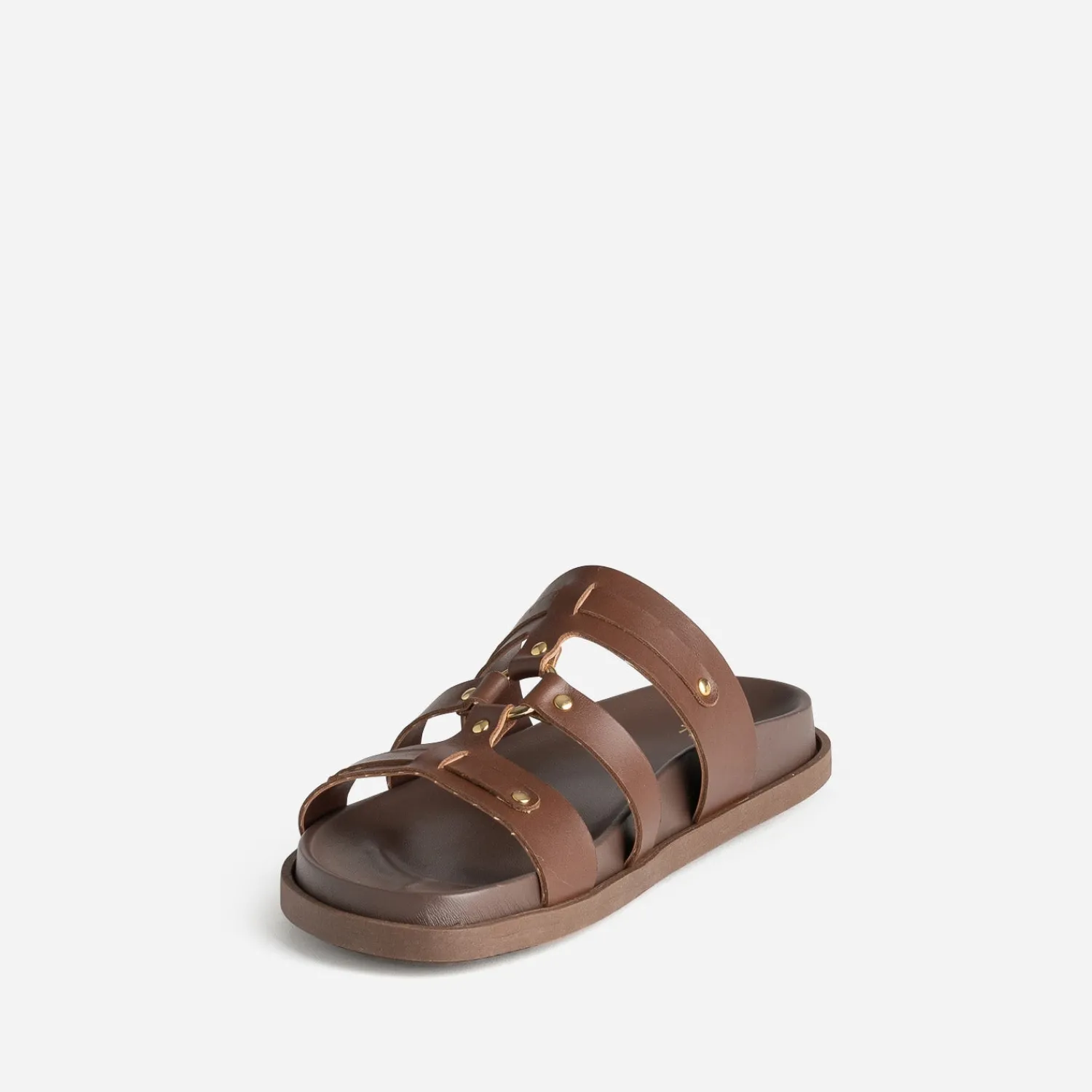 Texto Mules/Tongs|Sandales^Mule cuir décor clous MARRON
