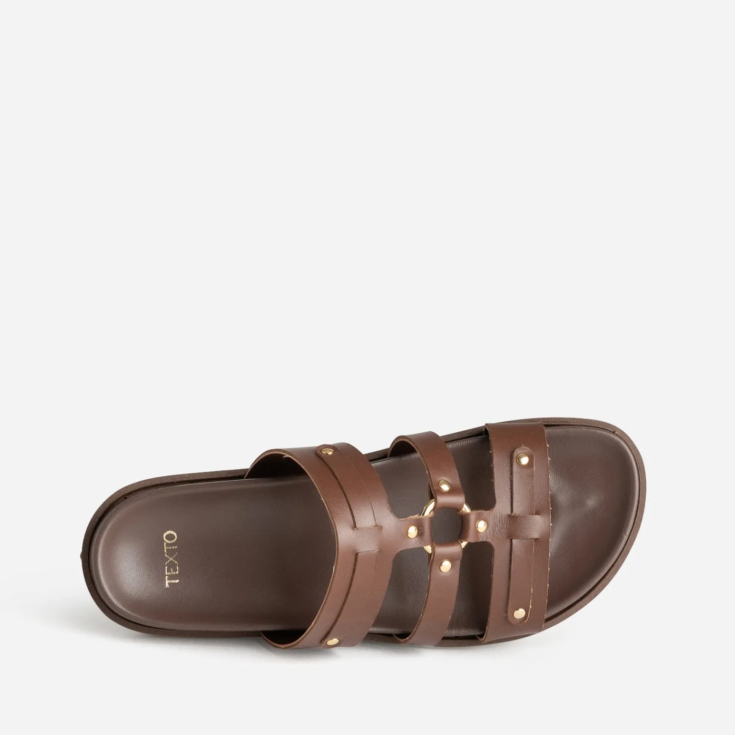 Texto Mules/Tongs|Sandales^Mule cuir décor clous MARRON