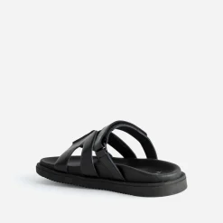 Texto Mules/Tongs|Sandales^Mule e cuir NOIR
