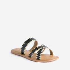 Texto Mules/Tongs^Mule e en cuir NOIR