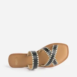 Texto Mules/Tongs^Mule e en cuir NOIR