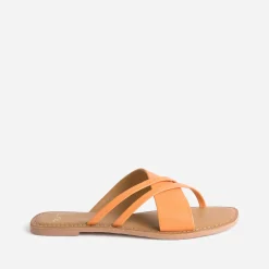 Texto Mules/Tongs|Sandales^Mule en cuir à brides fantaisie ORANGE