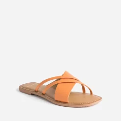 Texto Mules/Tongs|Sandales^Mule en cuir à brides fantaisie ORANGE