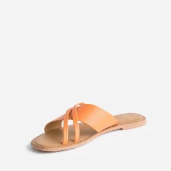 Texto Mules/Tongs|Sandales^Mule en cuir à brides fantaisie ORANGE