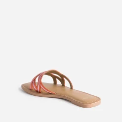 Texto Mules/Tongs|Sandales^Mule orange et parme cuir métallisé METALISE