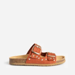 Texto Mules/Tongs^Mule terracotta cuir éco-conçu ROUGE