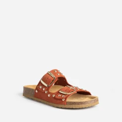 Texto Mules/Tongs^Mule terracotta cuir éco-conçu ROUGE