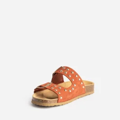 Texto Mules/Tongs^Mule terracotta cuir éco-conçu ROUGE
