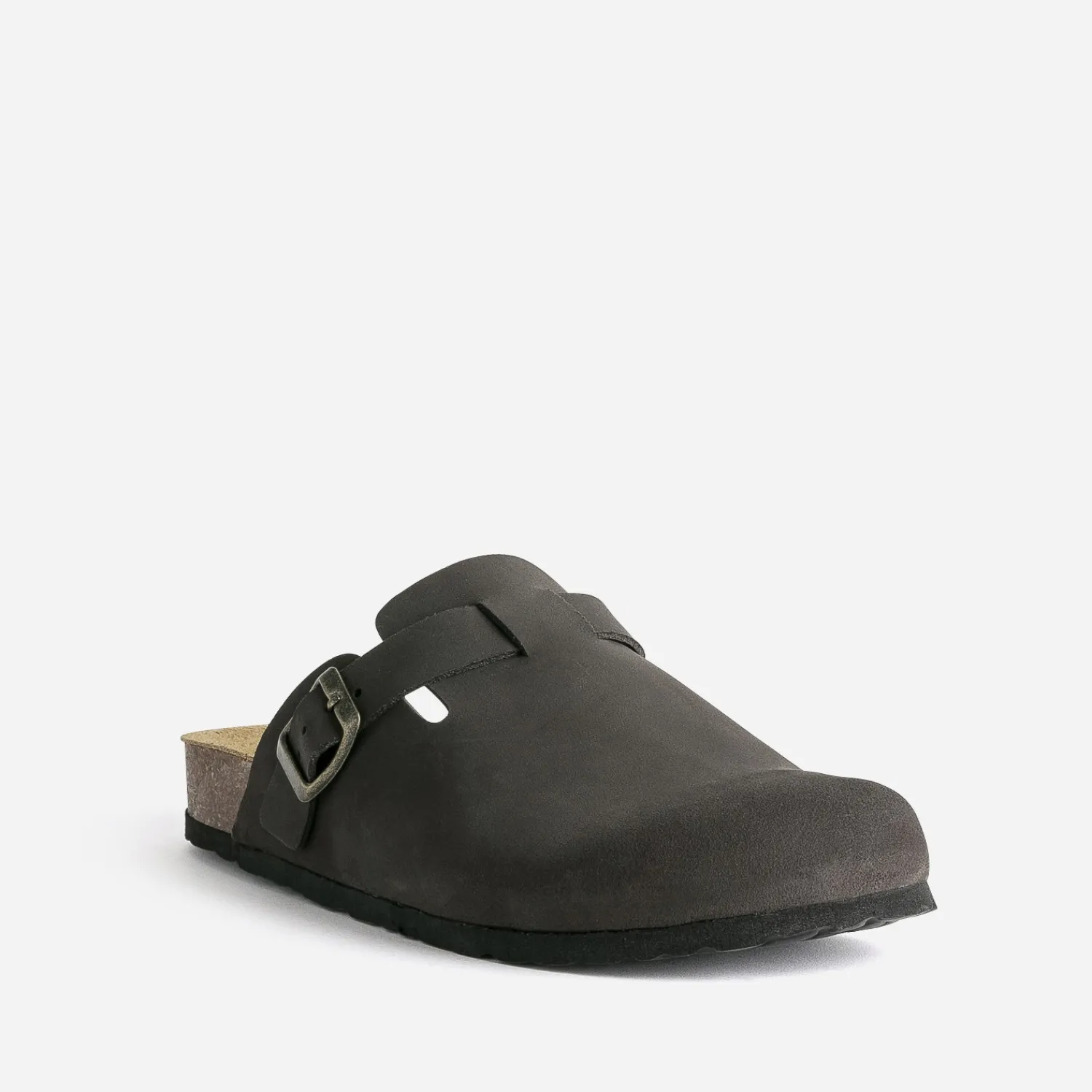 Eram Nu-Pieds/Sandales^Mule-sabot anatomique cuir velours MARRON