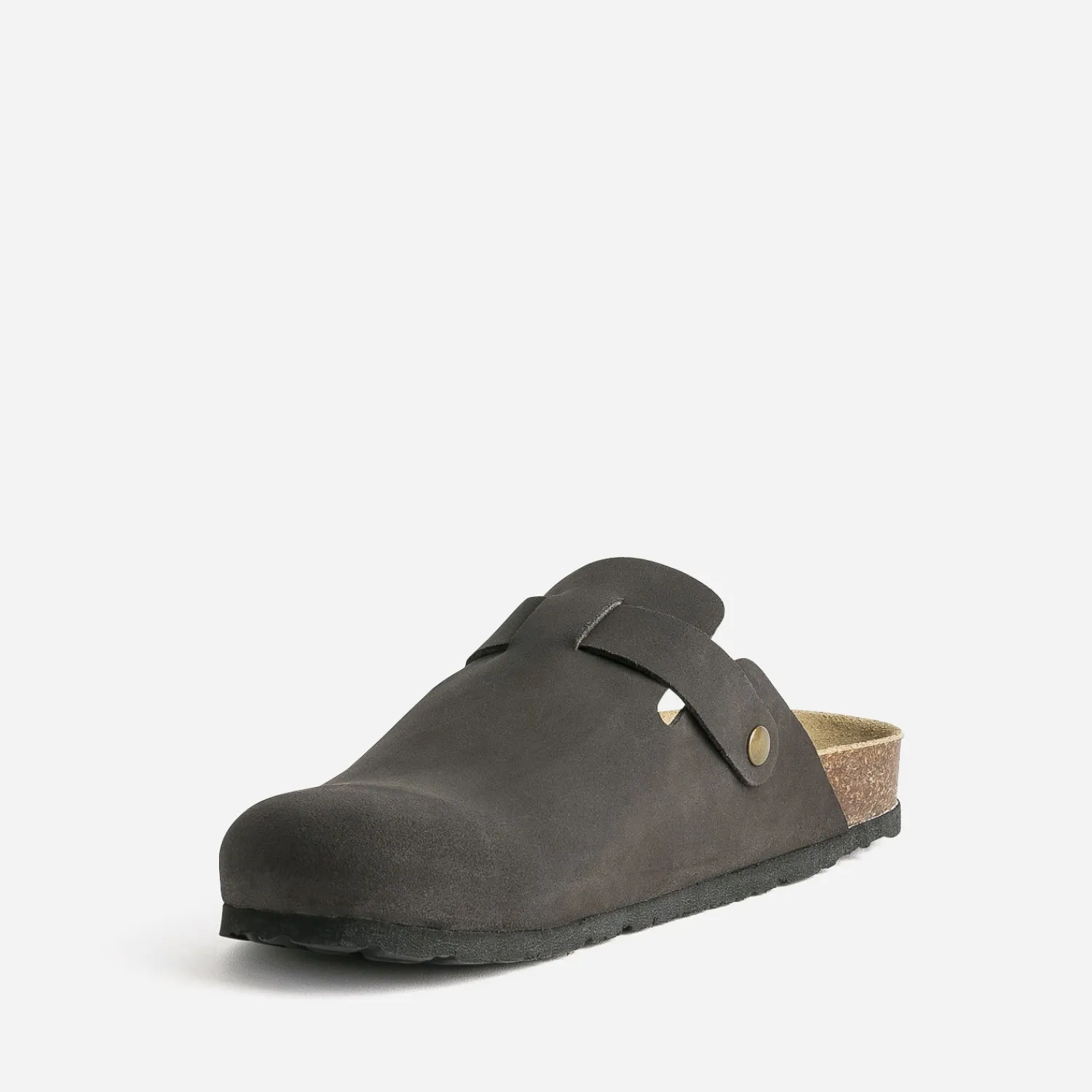 Eram Nu-Pieds/Sandales^Mule-sabot anatomique cuir velours MARRON