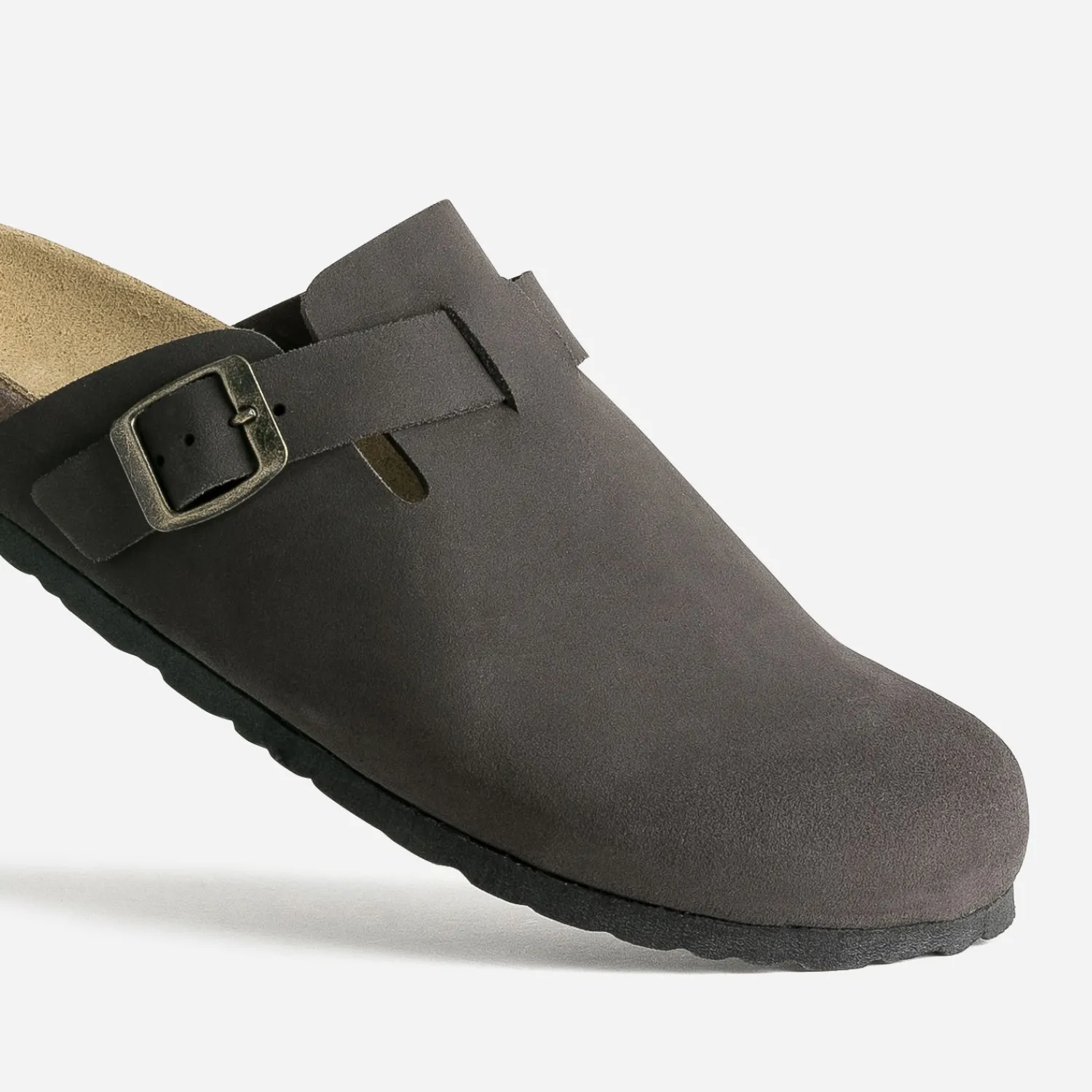 Eram Nu-Pieds/Sandales^Mule-sabot anatomique cuir velours MARRON