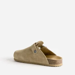 Texto Mules/Tongs|Sandales^Mule-sabot en cuir velours BEIGE