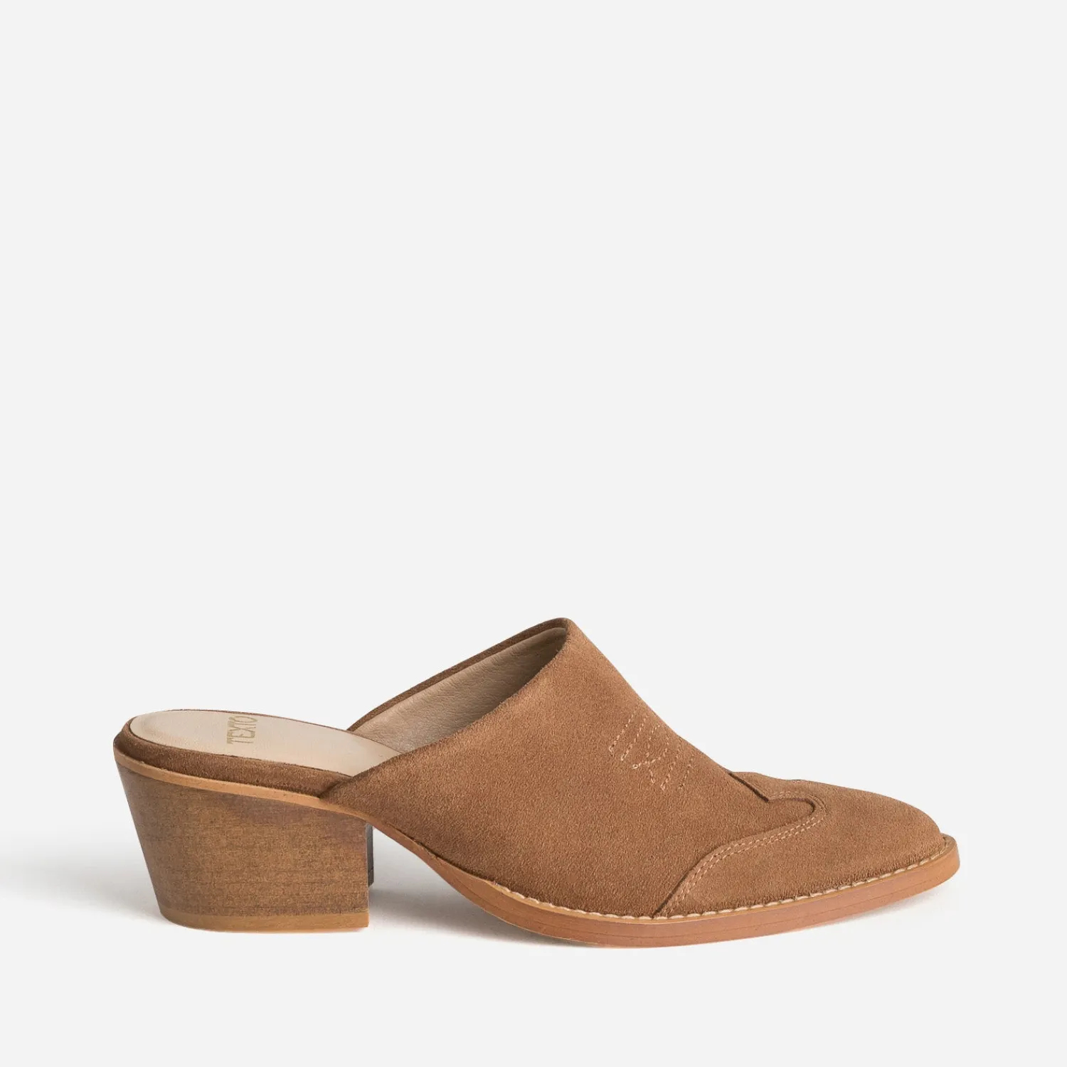 Texto Mules/Tongs|Sandales^Mule-santiag marron cuir velours TAUPE
