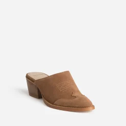 Texto Mules/Tongs|Sandales^Mule-santiag marron cuir velours TAUPE