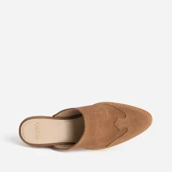 Texto Mules/Tongs|Sandales^Mule-santiag marron cuir velours TAUPE