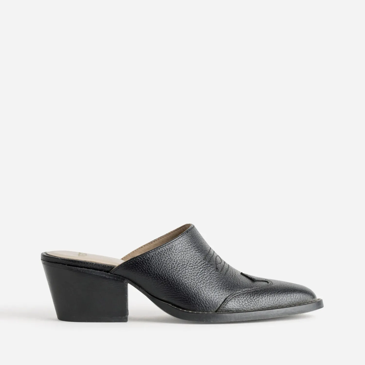 Texto Mules/Tongs|Sandales^Mule-santiag e cuir NOIR