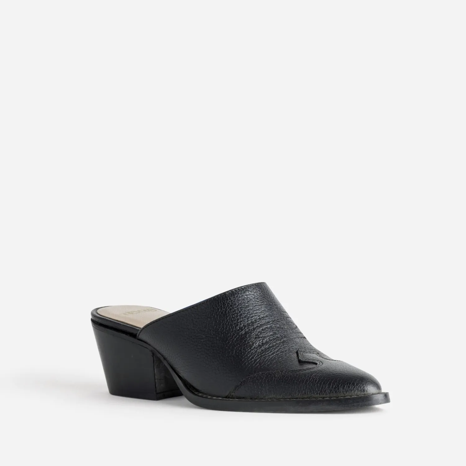 Texto Mules/Tongs|Sandales^Mule-santiag e cuir NOIR
