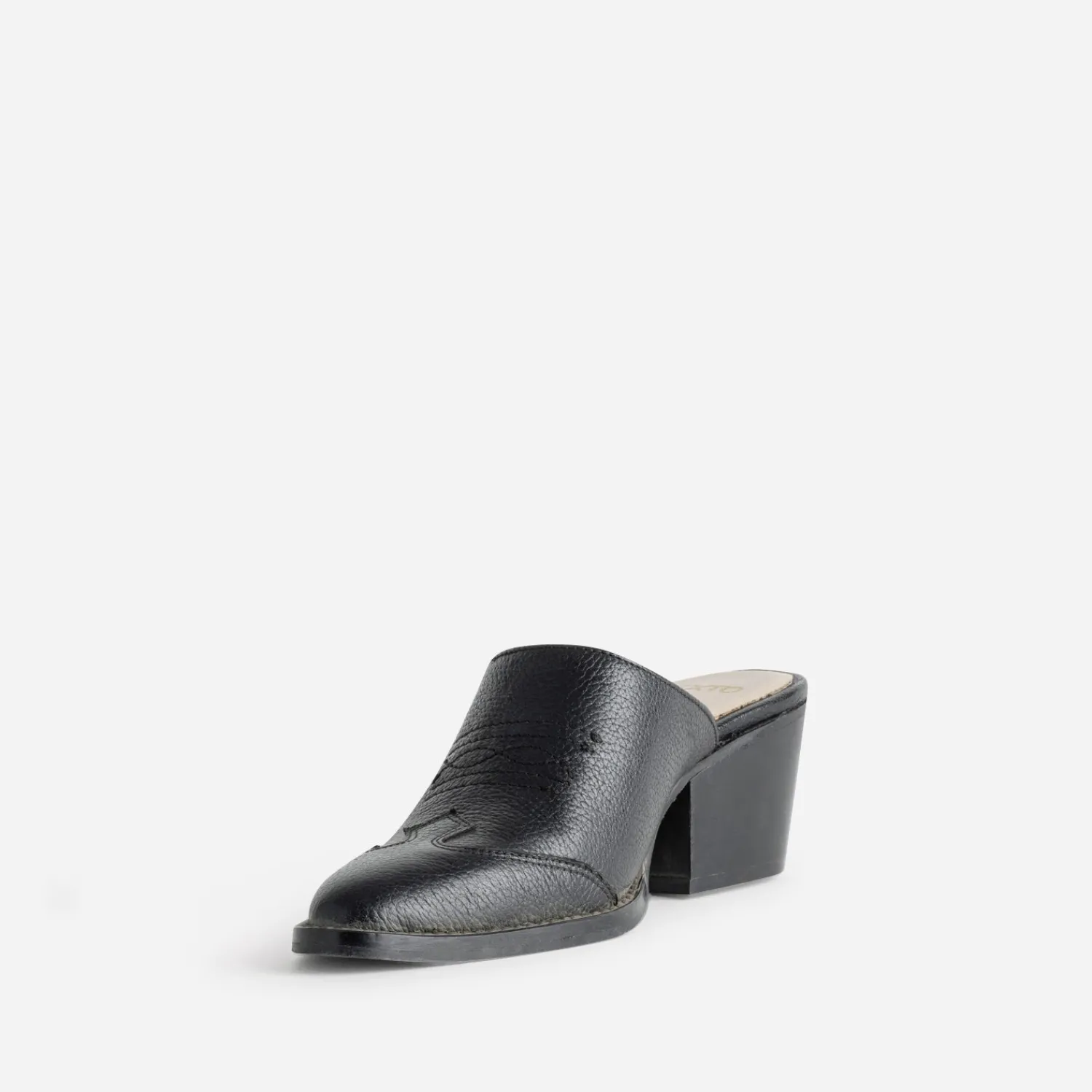 Texto Mules/Tongs|Sandales^Mule-santiag e cuir NOIR