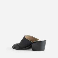 Texto Mules/Tongs|Sandales^Mule-santiag e cuir NOIR
