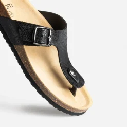 Eram Mules/Tongs^Mule-tong anatomique noire cuir éco-conçu GRIS