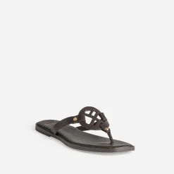Texto Mules/Tongs^Mule-tong cuir MARRON