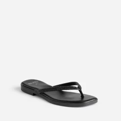 Texto Mules/Tongs^Mule-tong e brides strassées NOIR