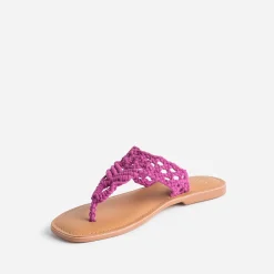 Texto Mules/Tongs^Mule-tong rose en macramé FUCHSIA