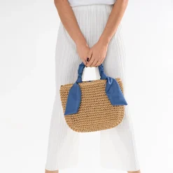 Eram Sacs Cabas|Sacs À Main^Panier foncé tressé à anses bleues BEIGE